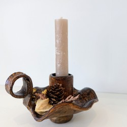 Bougeoir artisanal en argile | Porte-bougie fait main | Déco zen