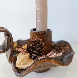 Bougeoir artisanal en argile | Porte-bougie fait main | Déco zen
