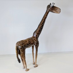 Statue girafe artisanale | Sculpture argile et vernis | Déco fait main