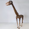Statue girafe artisanale | Sculpture argile et vernis | Déco fait main