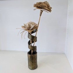 Vase spirale artisanal | Sculpture argile et vernis | Déco design uniq