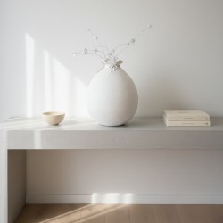 Vase Ballon Blanc Artisanal | Déco Argile Fleurs Séchées