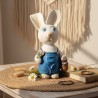 Figurine lapin artisanale | Sculpture argile et vernis | Déco de Pâque
