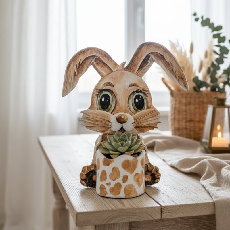 Déco Lapin Artisanal | Petit Vide-poches Peint à la Main