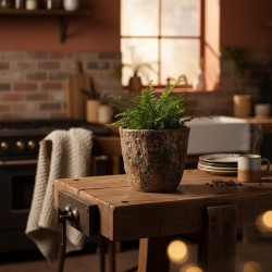 Cache-pot Artisanal Argile et Résine Étanche - Texture Écorce