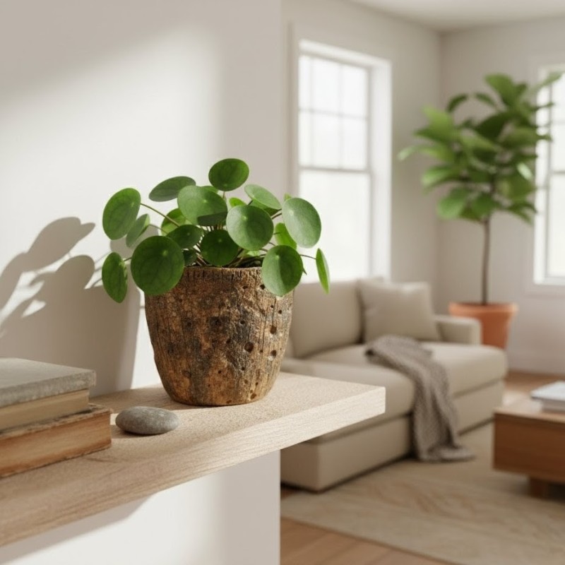 Cache-pot Artisanal Argile et Résine Étanche - Texture Écorce