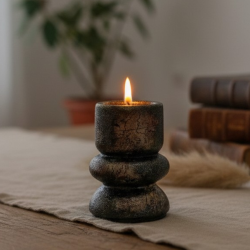 Bougeoir céramique 2-en-1 - Porte-bougie cierge et chauffe-plat artisa