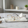 Repose-lunettes Artisanal en Argile et Résine | Design Blanc et Or