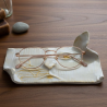 Repose-lunettes Artisanal en Argile et Résine | Design Blanc et Or