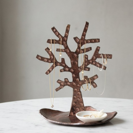 Arbre Porte-bijoux Artisanal en Argile et Résine - Finition Bronze