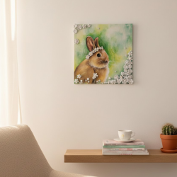 Aquarelle avec fleurs en argile – Œuvre artisanale unique