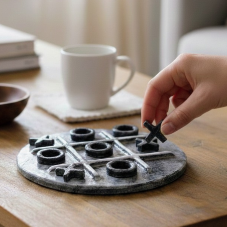 Jeu de morpion artisanal en argile – Pièce unique