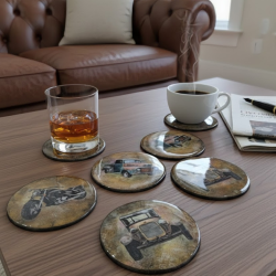 Set de 6 sous-verres artisanaux en argile et résine - Style Vintage