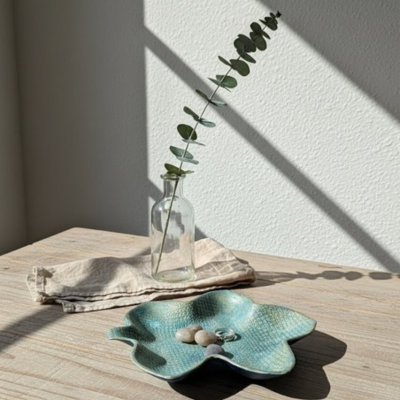 Vide-poche artisanal en argile | Coupe décorative turquoise | Fait mai