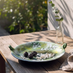 Plateau décoratif argile et bois | Vide-poche artisanal unique