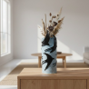 Vase artisanal hirondelles | Sculpture argile bleue | Déco oiseaux rel
