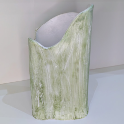 Vase Artisanal en Argile Vert Nature - Décoration Fleurs Séchées
