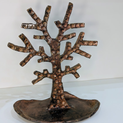 Arbre Porte-bijoux Artisanal en Argile et Résine - Finition Bronze