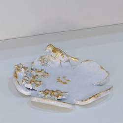 Coupelle Oiseau en Argile et Résine - Artisana Blanche et or.