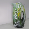 Vase upcycling artisanal | Argile et bois incrusté | Déco éco-responsa