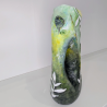 Vase upcycling artisanal | Argile et bois incrusté | Déco éco-responsa