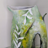 Vase upcycling artisanal | Argile et bois incrusté | Déco éco-responsa