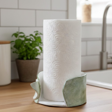 Porte-Sopalin Artisanal en Argile Vernie - Design Feuille Unique