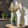 Duo vase et plateau upcycling | Argile et bois incrusté | Déco artisan