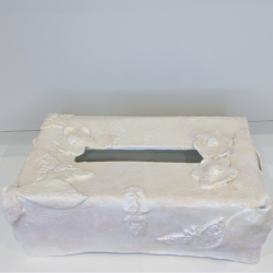 Boîte à mouchoirs artisanale | Sculpture argile et vernis | Déco bohèm