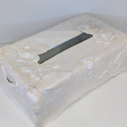 Boîte à mouchoirs artisanale | Sculpture argile et vernis | Déco bohèm