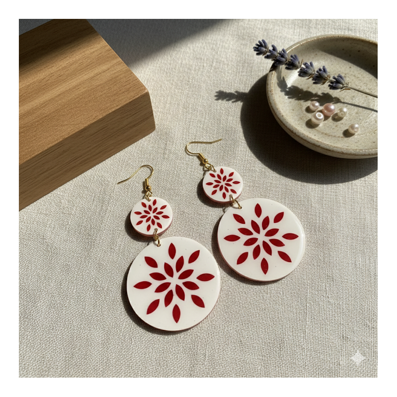 Boucles d'oreilles pendantes fleurs | Résine & Papier