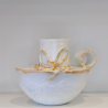 Vase Soliflore Artisanal Blanc et Or - Design Nœud en Relief