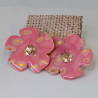 Grandes boucles d'oreilles fleurs roses et dorées | Papier & Résine |