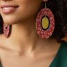 Boucles d'oreilles Ovales Rouge et Or Pailleté | Papier & Résine