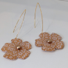 Boucles d'oreilles Fleurs Caramel et Or | Papier & Résine |  Moderne