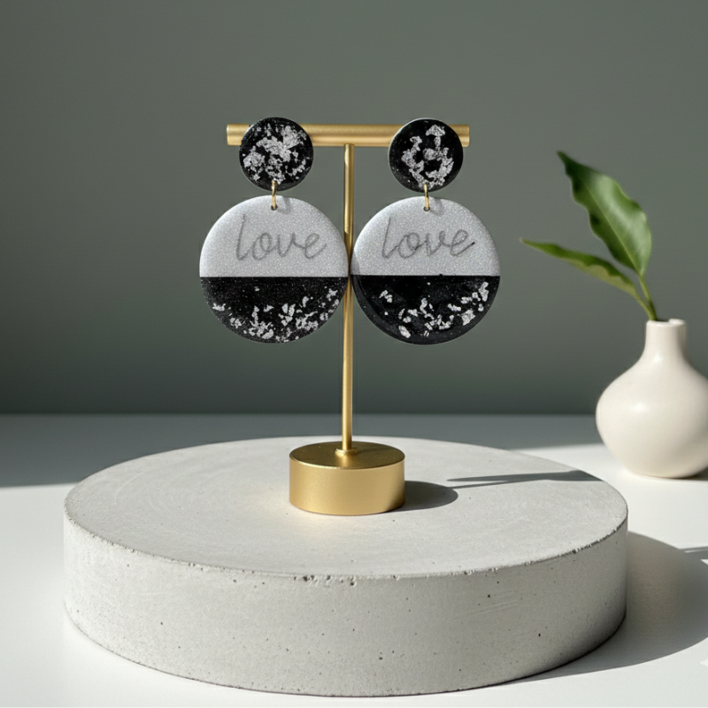 Boucle d'oreille| Papier & Résine | Bijoux Romantiques Chic