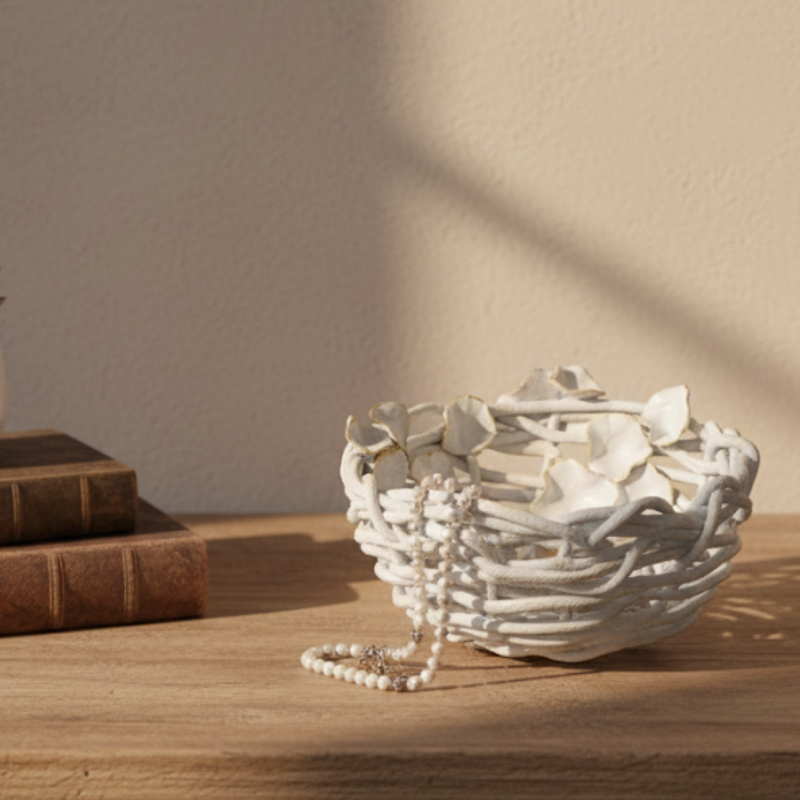 Coupelle Décorative en Argile et Or | Sculpture Artisanale | résine