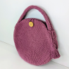 Sac Rond au Crochet Vieux Rose avec Bouton Bois. dubofresco