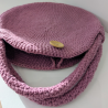 Sac Rond au Crochet Vieux Rose avec Bouton Bois. dubofresco