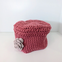 Bonnet Enfant Crochet Rose Antique - Fait Main en Acrylique Doux
