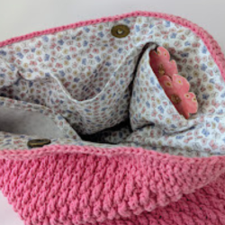 Sac à Main Crochet Rose Antique Fait Main - Doublé Coton & Poches