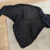 Grand Châle au Crochet Noir Intense - 204 cm - Pièce de Créateur
