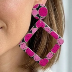 Grandes Boucles d'Oreilles Pastèque Papier & Résine - Look Été Pop