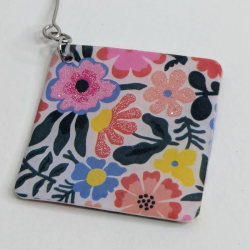 Boucles d'Oreilles Fleurie en Papier et Résine - Artisanat Fait Main M