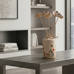 Vase Upcyclé Peint et Verni - Décor Floral Unique