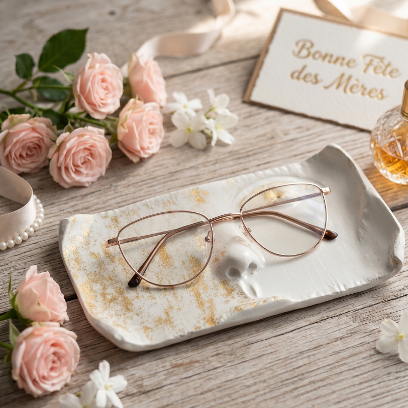 Repose-lunettes Artisanal Luxe - Argile, Résine et Or
