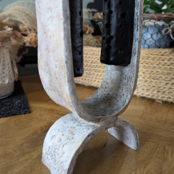 Solifleur Double Noir & Effet Pierre | Vase Artisanal Brutaliste