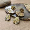 Boucles d'Oreilles Léopard & Bois Fait Main en Argile & Résine