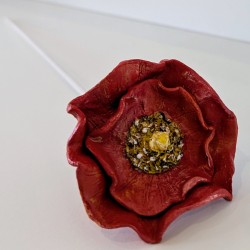 Fleur artisanale en argile à l'unité | Sculpture florale vernie | Déco