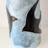 Vase artisanal hirondelles | Sculpture argile bleue | Déco oiseaux rel